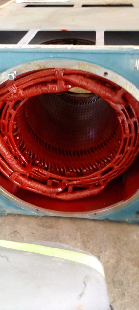 Completed large motor rewind with Class C insulation